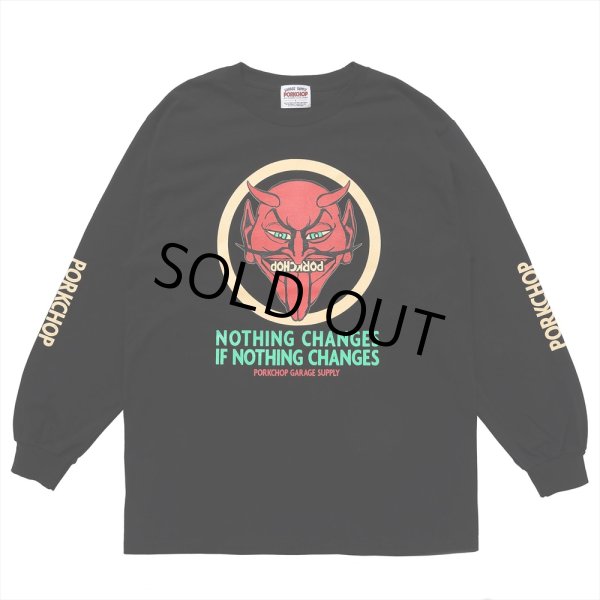 画像1: PORKCHOP/NOTHING DEVIL L/S TEE（BLACK）［プリント長袖T-24春夏］ (1)