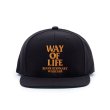 画像1: RATS/EMBROIDERY CAP "WAY OF LIFE"（BLACK/MARIGOLD）［スナップバックキャップ-24春夏］ (1)