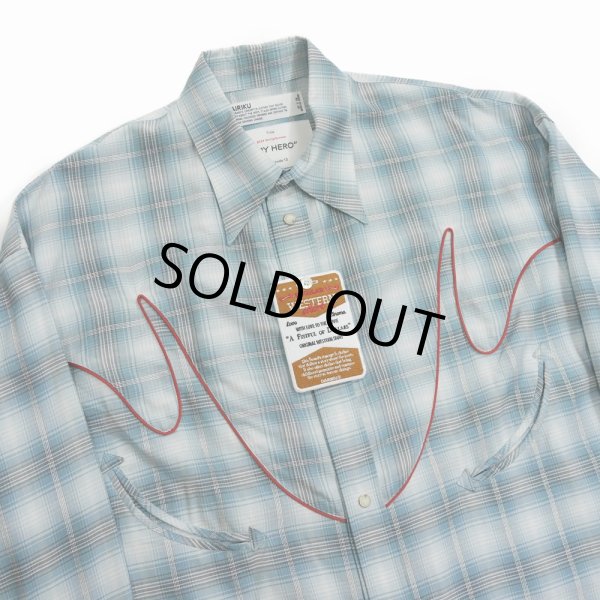 画像4: 【30%OFF】DAIRIKU/Check Western Over Shirt（Aqua）［チェックウエスタンオーバーシャツ-24春夏］ (4)