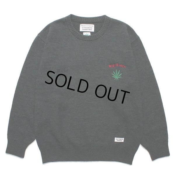 画像1: WACKO MARIA/HIGH TIMES / CLASSIC KNIT SWEATER（GREEN）［クラシックニットセーター-24春夏］ (1)