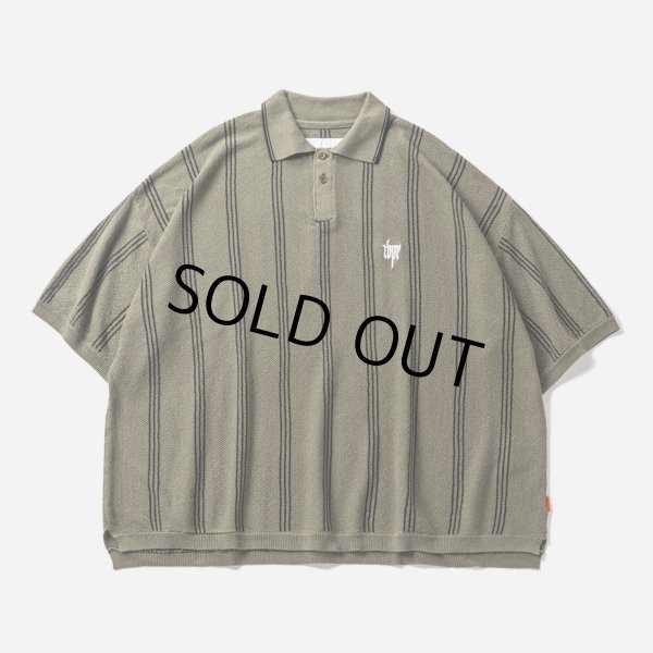 画像1: TIGHTBOOTH/STRIPE KNIT POLO（Olive）［ストライプニットポロ-24春夏］ (1)