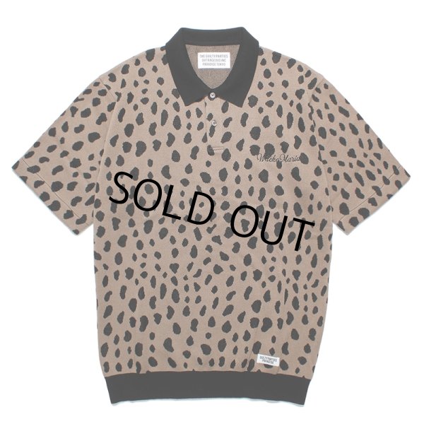 画像1: WACKO MARIA/LEOPARD JACQUARD KNIT POLO SHIRT（BROWN）［レオパードジャガードニットポロシャツ-24春夏］ (1)