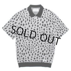 画像: WACKO MARIA/LEOPARD JACQUARD KNIT POLO SHIRT（GRAY）［レオパードジャガードニットポロシャツ-24春夏］