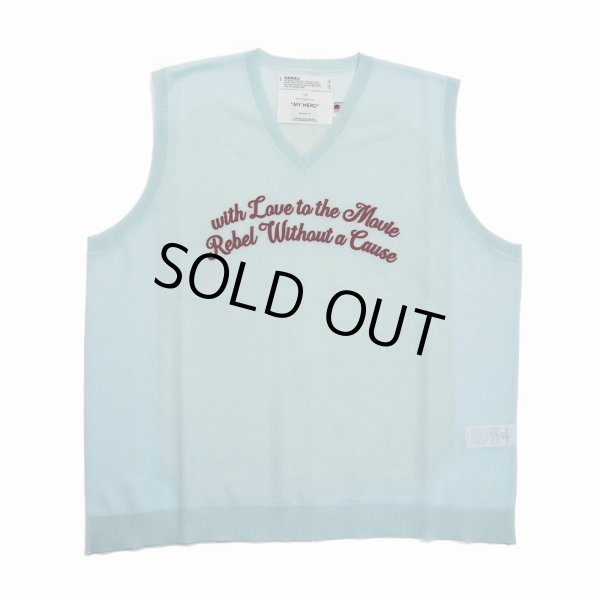 画像1: DAIRIKU/"Letter" Skeleton Knit Vest（Skeleton Light Blue）［スケルトンベスト-24春夏］ (1)