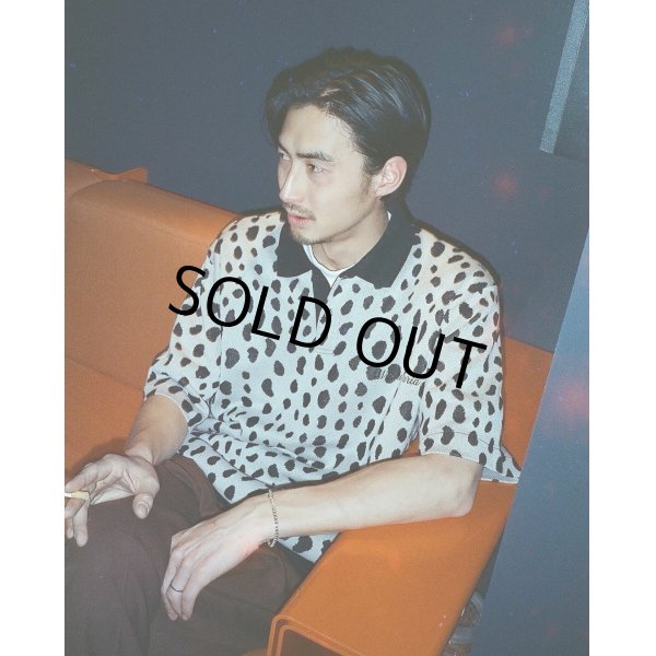 画像2: WACKO MARIA/LEOPARD JACQUARD KNIT POLO SHIRT（GRAY）［レオパードジャガードニットポロシャツ-24春夏］ (2)