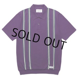 画像: WACKO MARIA/STRIPED JACQUARD KNIT POLO SHIRT（PURPLE）［ストライプジャガードニットポロシャツ-24春夏］
