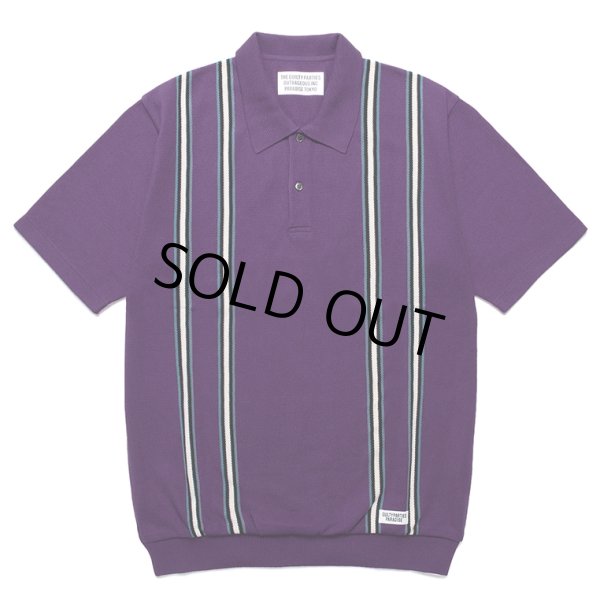 画像1: WACKO MARIA/STRIPED JACQUARD KNIT POLO SHIRT（PURPLE）［ストライプジャガードニットポロシャツ-24春夏］ (1)