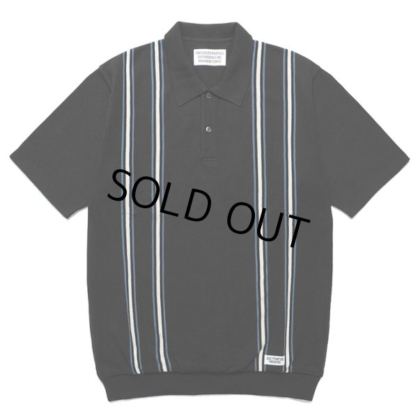 画像1: WACKO MARIA/STRIPED JACQUARD KNIT POLO SHIRT（BLACK）［ストライプジャガードニットポロシャツ-24春夏］ (1)