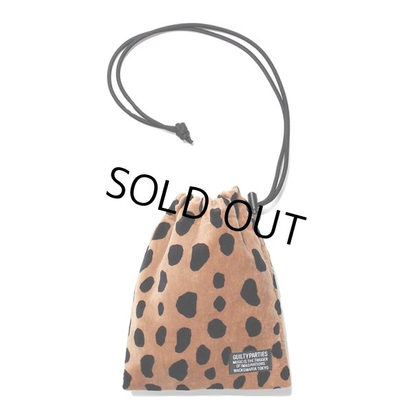 画像1: WACKO MARIA/LEOPARD VELOUR DRAWSTRING BAG（BEIGE）［ドローストリングバッグ-24春夏］ (1)