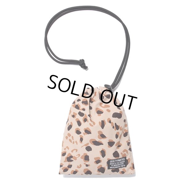 画像1: WACKO MARIA/LEOPARD NYLON DRAWSTRING BAG（BEIGE）［ドローストリングバッグ-24春夏］ (1)