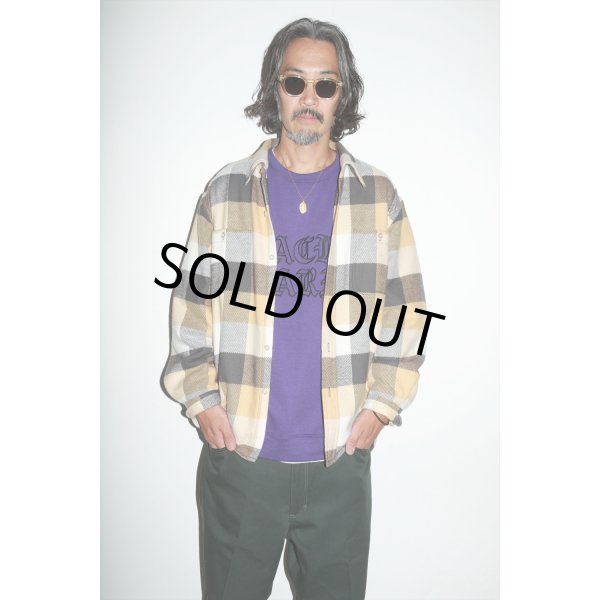 画像2: WACKO MARIA/BLOCK CHECK FLANNEL SHIRT（YELLOW）［ブロックチェックフランネルシャツ-24春夏］ (2)