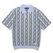 画像1: WACKO MARIA/STRIPED JACQUARD SUMMER KNIT POLO SHIRT（BLUE）［ストライプジャガードサマーニットポロシャツ-24春夏］ (1)