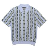 画像: WACKO MARIA/STRIPED JACQUARD SUMMER KNIT POLO SHIRT（BLUE）［ストライプジャガードサマーニットポロシャツ-24春夏］