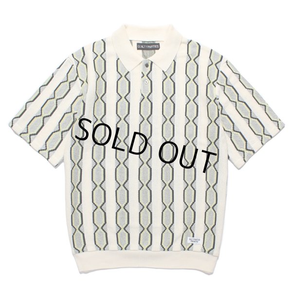 画像1: WACKO MARIA/STRIPED JACQUARD SUMMER KNIT POLO SHIRT（BEIGE）［ストライプジャガードサマーニットポロシャツ-24春夏］ (1)