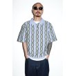 画像2: WACKO MARIA/STRIPED JACQUARD SUMMER KNIT POLO SHIRT（BLUE）［ストライプジャガードサマーニットポロシャツ-24春夏］ (2)