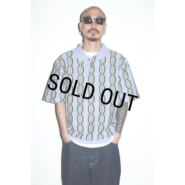 画像2: WACKO MARIA/STRIPED JACQUARD SUMMER KNIT POLO SHIRT（BLUE）［ストライプジャガードサマーニットポロシャツ-24春夏］ (2)