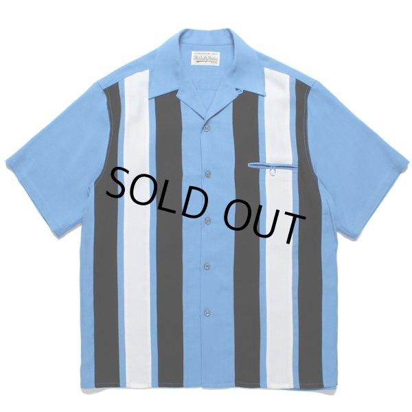 画像1: WACKO MARIA/SWITCHING 50'S OPEN COLLAR SHIRT（BLUE）［スイッチング50'Sオープンカラーシャツ-24春夏］ (1)