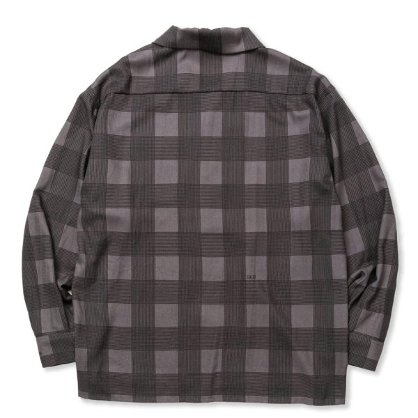 画像2: 【30%OFF】CALEE/RAYON CHECK OPEN COLLAR L/S SH（BLACK）［レーヨンチェックオープンカラーシャツ-24春夏］ (2)