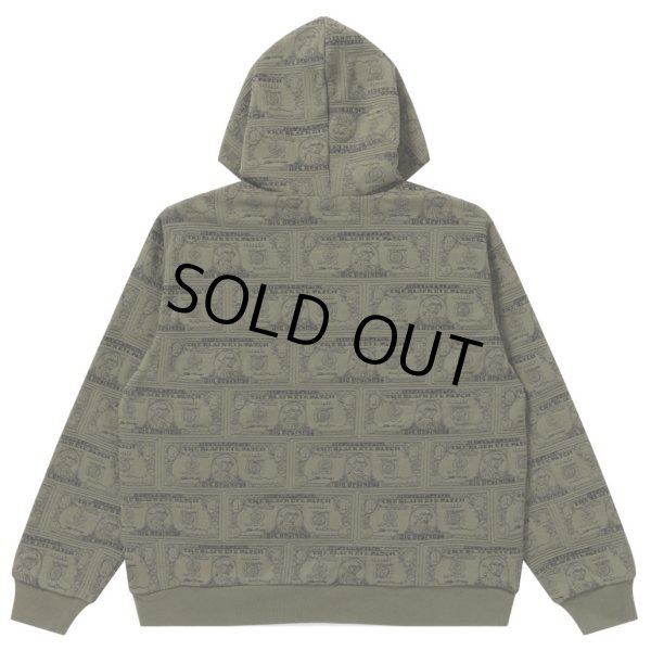 画像2: BlackEyePatch/DOLLAR BILL COVERED ZIP HOODIE（OLIVE） (2)