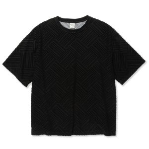 画像: 【30%OFF】CALEE/PILE JACQUARD DROP SHOULDER CS（BLACK）［パイルジャガードカットソー-24春夏］
