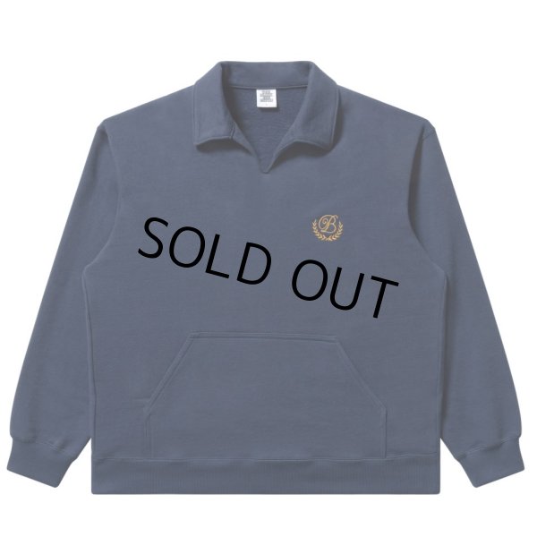 画像1: BlackEyePatch/ROYAL B EMBLEM COLLARED SWEAT PULLOVER（NAVY） (1)