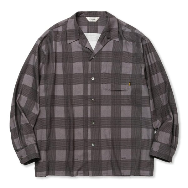 画像1: 【30%OFF】CALEE/RAYON CHECK OPEN COLLAR L/S SH（BLACK）［レーヨンチェックオープンカラーシャツ-24春夏］ (1)