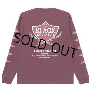 画像: BlackEyePatch/SWEET CIGAR LABEL L/S TEE（BURGUNDY）