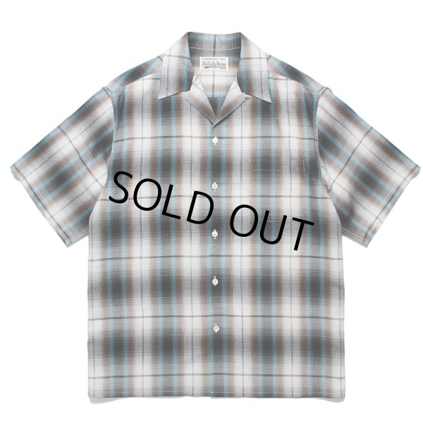 画像1: WACKO MARIA/OMBRE CHECK OPEN COLLAR SHIRT（WHITE）［オンブレチェックオープンカラーシャツ-24春夏］ (1)