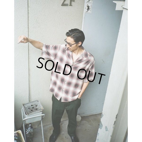 画像2: WACKO MARIA/OMBRE CHECK OPEN COLLAR SHIRT（PURPLE）［オンブレチェックオープンカラーシャツ-24春夏］ (2)