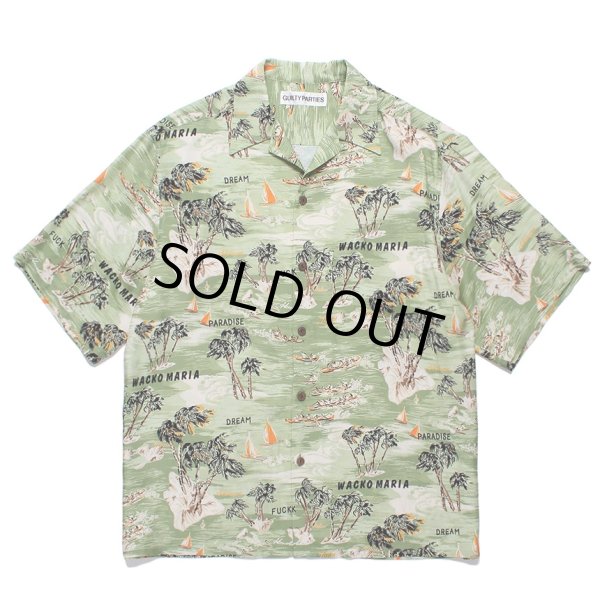 画像1: WACKO MARIA/HAWAIIAN SHIRT（GREEN）［ハワイアンシャツ-24春夏］ (1)