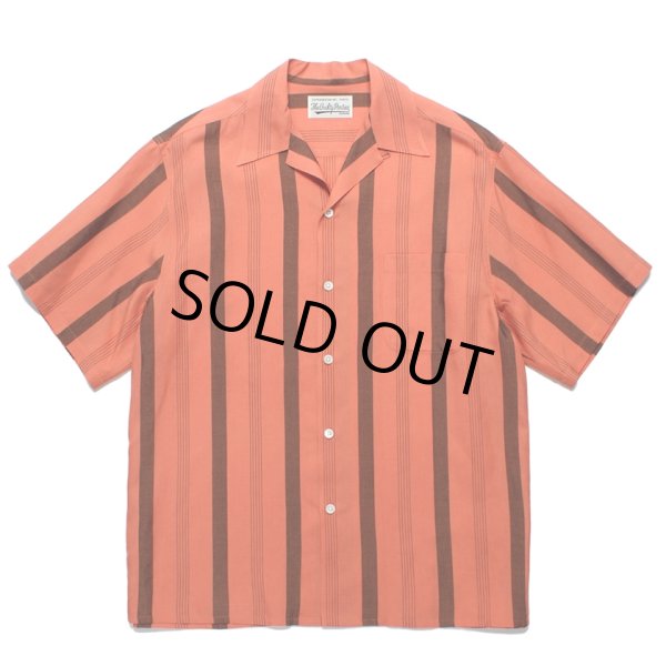 画像1: WACKO MARIA/STRIPED OPEN COLLAR SHIRT（ORANGE）［ストライプオープンカラーシャツ-24春夏］ (1)
