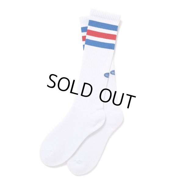 画像1: CHALLENGER/LINE SOCKS（WHITE）［ラインソックス-24秋冬］ (1)
