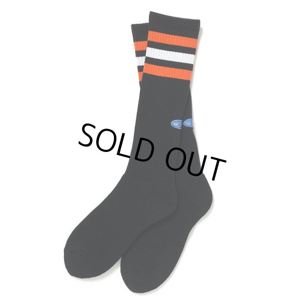 画像1: CHALLENGER/LINE SOCKS（BLACK）［ラインソックス-24秋冬］ (1)