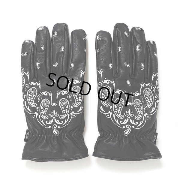 画像1: CHALLENGER/BANDANA LEATHER GLOVE（BLACK）［バンダナレザーグローブ-24秋冬］ (1)