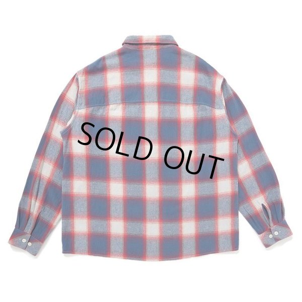 画像2: CHALLENGER/SHADOW PLAID SHIRT（BLUE/RED）［シャドウチェックシャツ-24秋冬］ (2)
