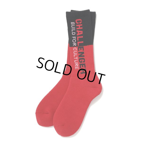 画像1: CHALLENGER/SAILOR SOCKS（RED/BLACK）［セーラーソックス-24秋冬］ (1)