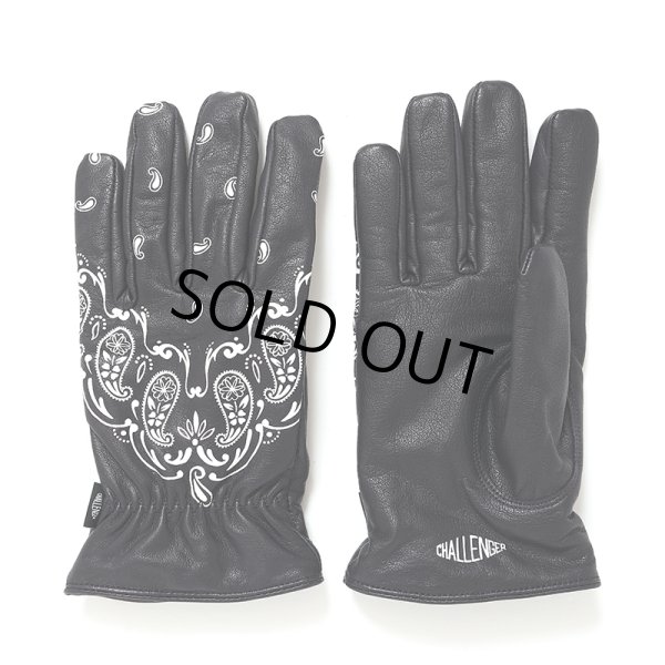 画像2: CHALLENGER/BANDANA LEATHER GLOVE（BLACK）［バンダナレザーグローブ-24秋冬］ (2)