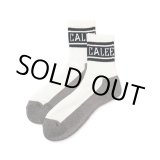 画像: CALEE/JACQUARD PILE LINE SOCKS（WHITE/BLACK）［ラインソックス-24春夏］