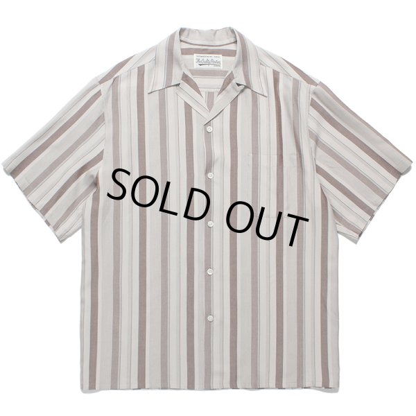 画像1: WACKO MARIA/STRIPED OPEN COLLAR SHIRT（GRAY）［ストライプオープンカラーシャツ-24春夏］ (1)
