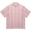画像1: WACKO MARIA/STRIPED REGULAR COLLAR SHIRT（PINK）［ストライプオープンカラーシャツ-24春夏］ (1)