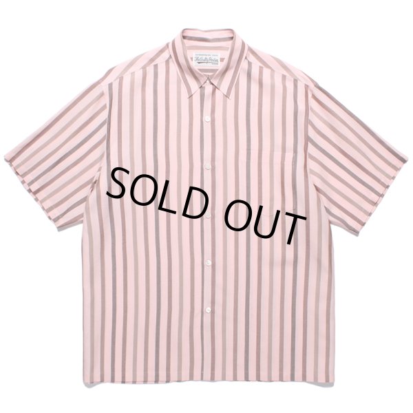 画像1: WACKO MARIA/STRIPED REGULAR COLLAR SHIRT（PINK）［ストライプオープンカラーシャツ-24春夏］ (1)