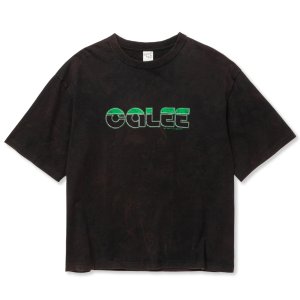 画像: 【30%OFF】CALEE/CALEE LOGO POWDER BLEACH DROP SHOULDER S/S TEE（USED BLACK）［パウダーブリーチT-24春夏］