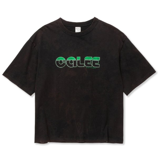 画像1: 【30%OFF】CALEE/CALEE LOGO POWDER BLEACH DROP SHOULDER S/S TEE（USED BLACK）［パウダーブリーチT-24春夏］ (1)