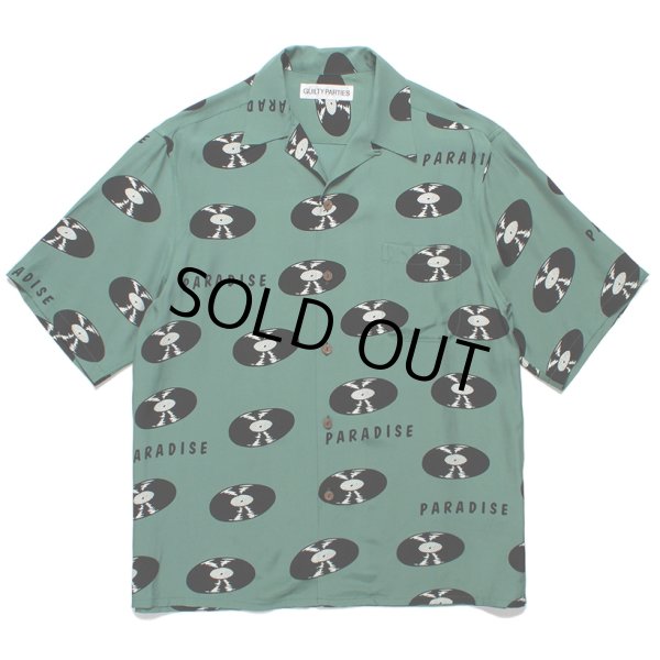 画像1: WACKO MARIA/RECORDS HAWAIIAN SHIRT（GREEN）［レコードハワイアンシャツ-24春夏］ (1)