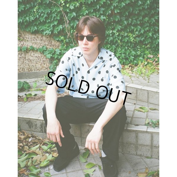 画像2: WACKO MARIA/DOTS OPEN COLLAR SHIRT（BLUE）［ドットオープンカラーシャツ-24春夏］ (2)