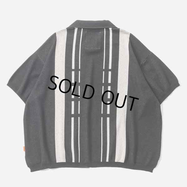 画像2: TIGHTBOOTH/STRIPE KNIT OPEN POLO（Black）［ニットオープンポロ-24夏］ (2)