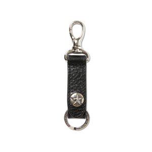 画像: CALEE/SILVER STAR CONCHO LEATHER KEY RING（BLACK）［レザーキーリング-25春夏］