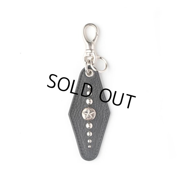 画像1: CALEE/SILVER STAR CONCHO LEATHER KEY RING ＜TYPE A＞（BLACK）［レザーキーリング-24春夏］ (1)