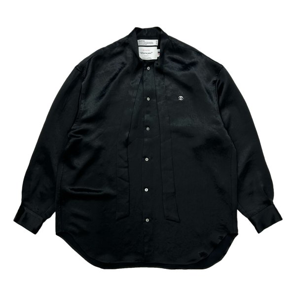 画像1: 【30%OFF】DAIRIKU/"D" Satin Scarf Tie Shirt（Black）［サテンスカーフタイシャツ-24秋冬］ (1)
