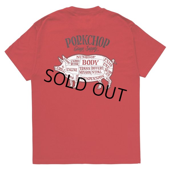 画像1: PORKCHOP/PORK BACK TEE（RED）［プリントT-24春夏］ (1)
